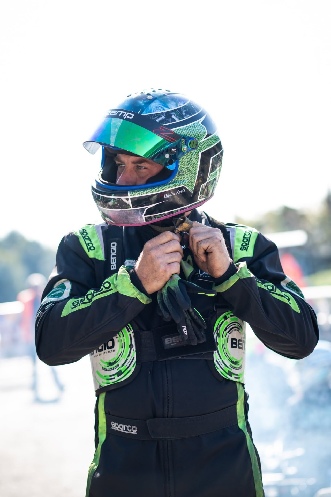 Frankie in racing gear